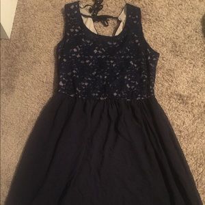 Cocktail dress-Navy blue with lace-adult medium